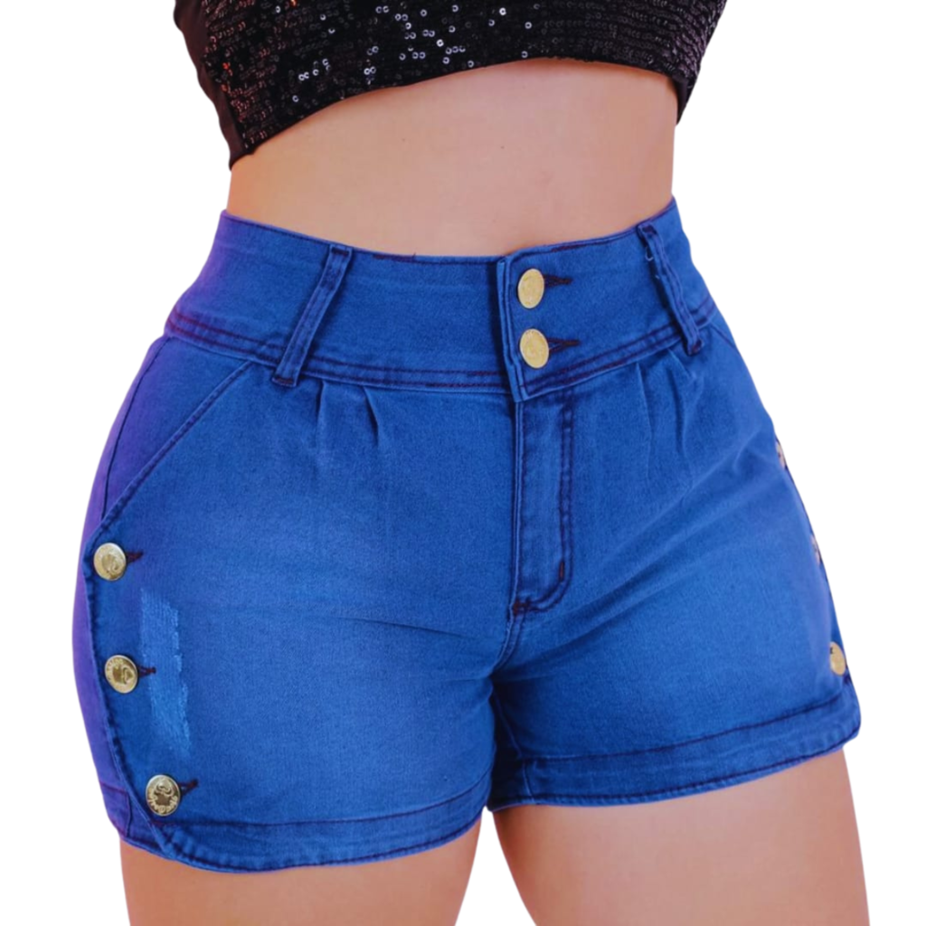 Short Jeans Claro com Botões: Estilo Luminoso