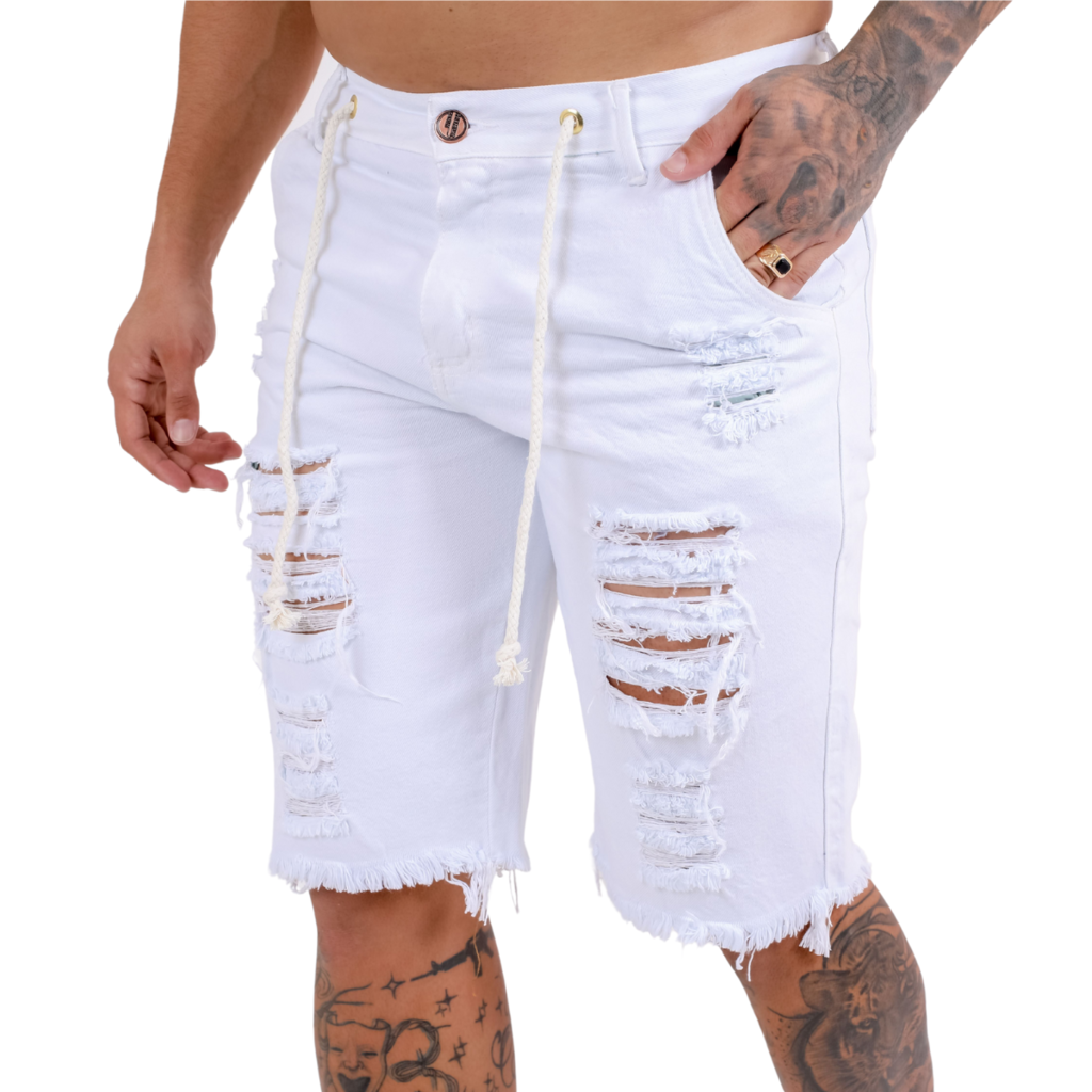 Bermuda Masculina Jeans Branco: Frescor do Denim