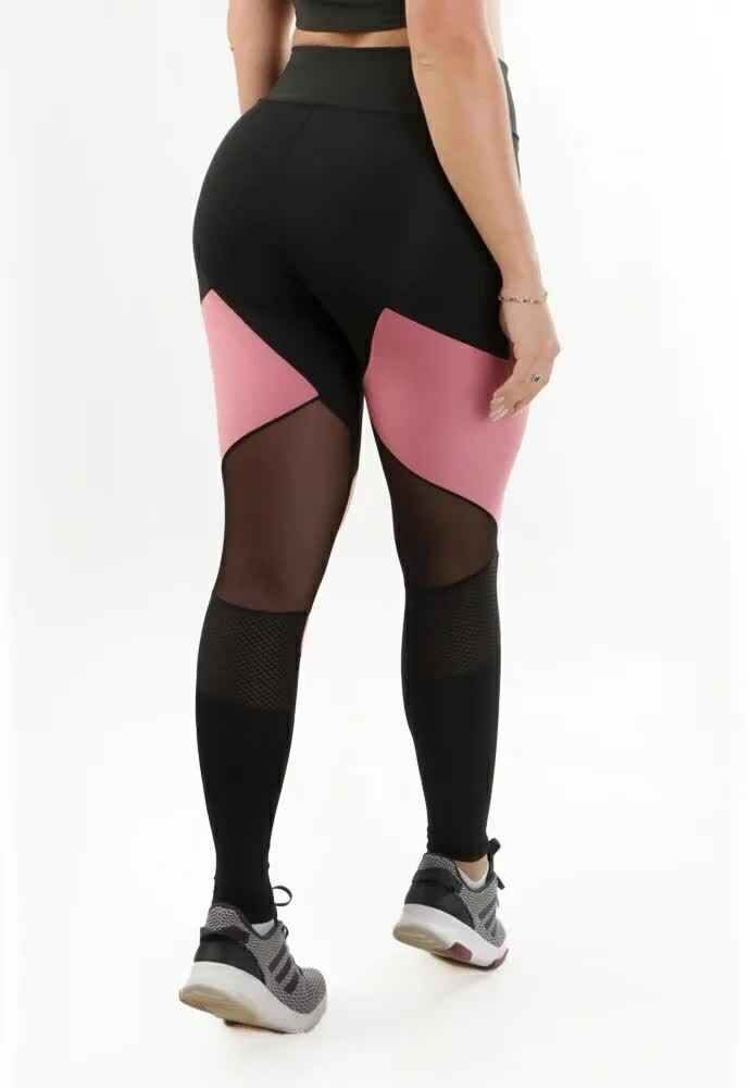 Calça Legging Alta Assimétrica com Detalhe em Tulê | REF: LX122