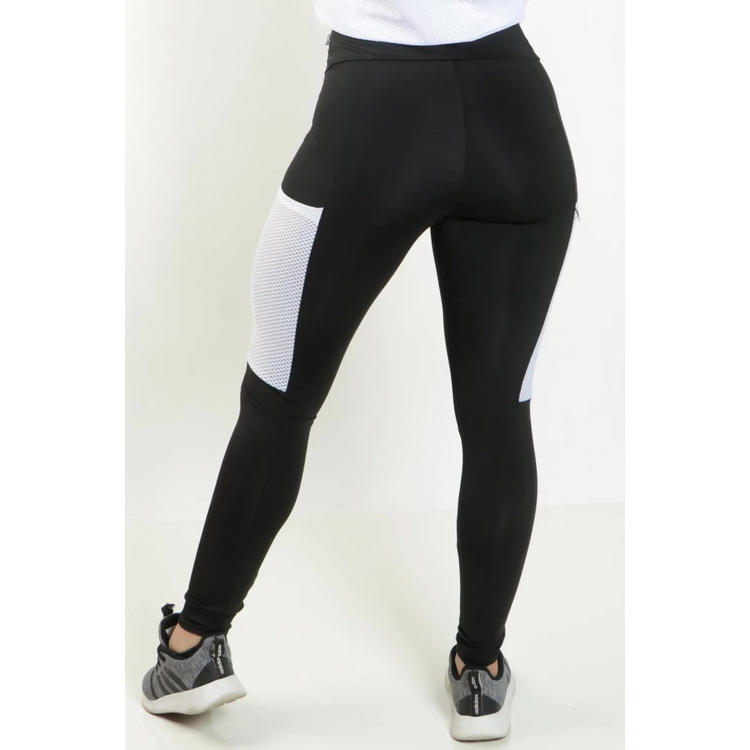 Calça Legging Elástico Tela Branca Cintura Alta Preta | REF: FDR11