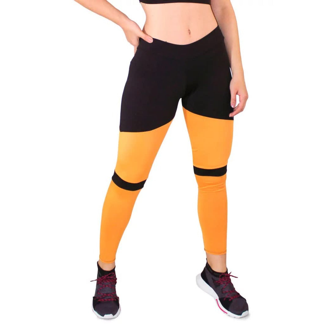 Calça Com detalhes Amarelo Legging Fitness Preto | REF: LC31