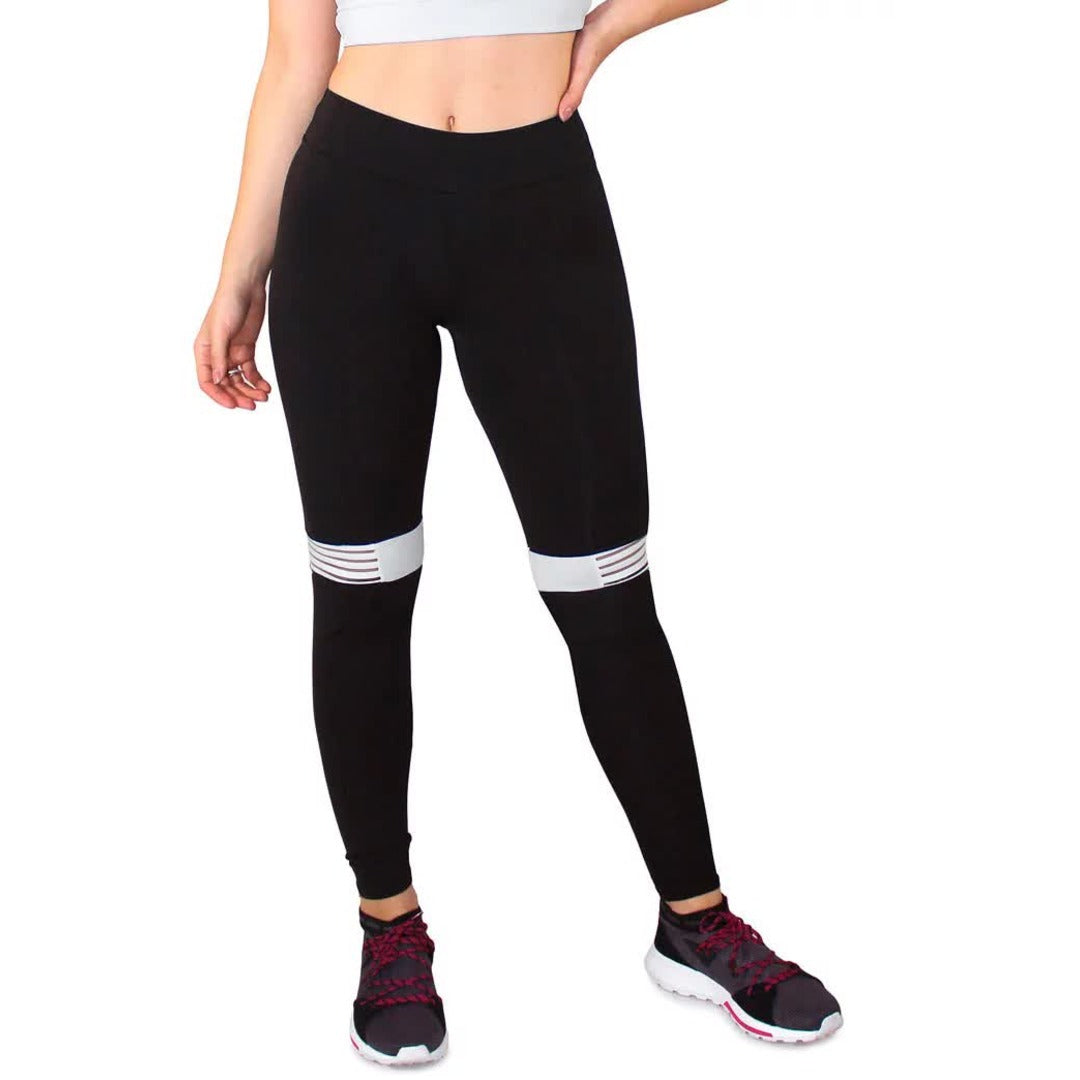 Calça Legging com Detalhe Branco Fitness Preto | REF: LC42