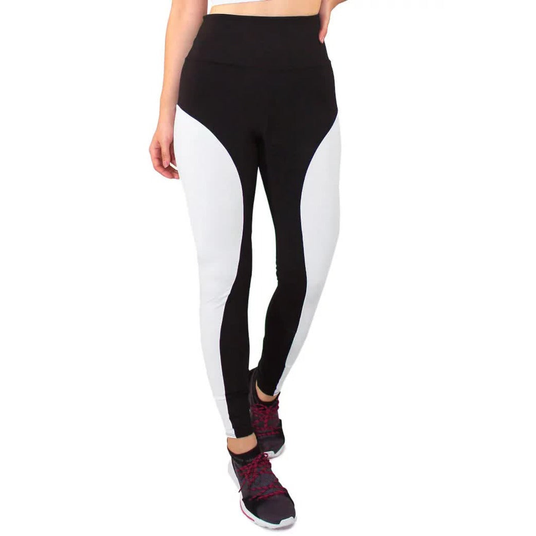 Calça l Preto Detalhe Lateral Branco Legging Fitness | REF: LC44