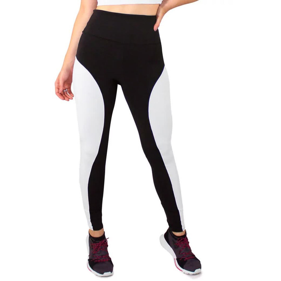 Calça l Preto Detalhe Lateral Branco Legging Fitness | REF: LC44