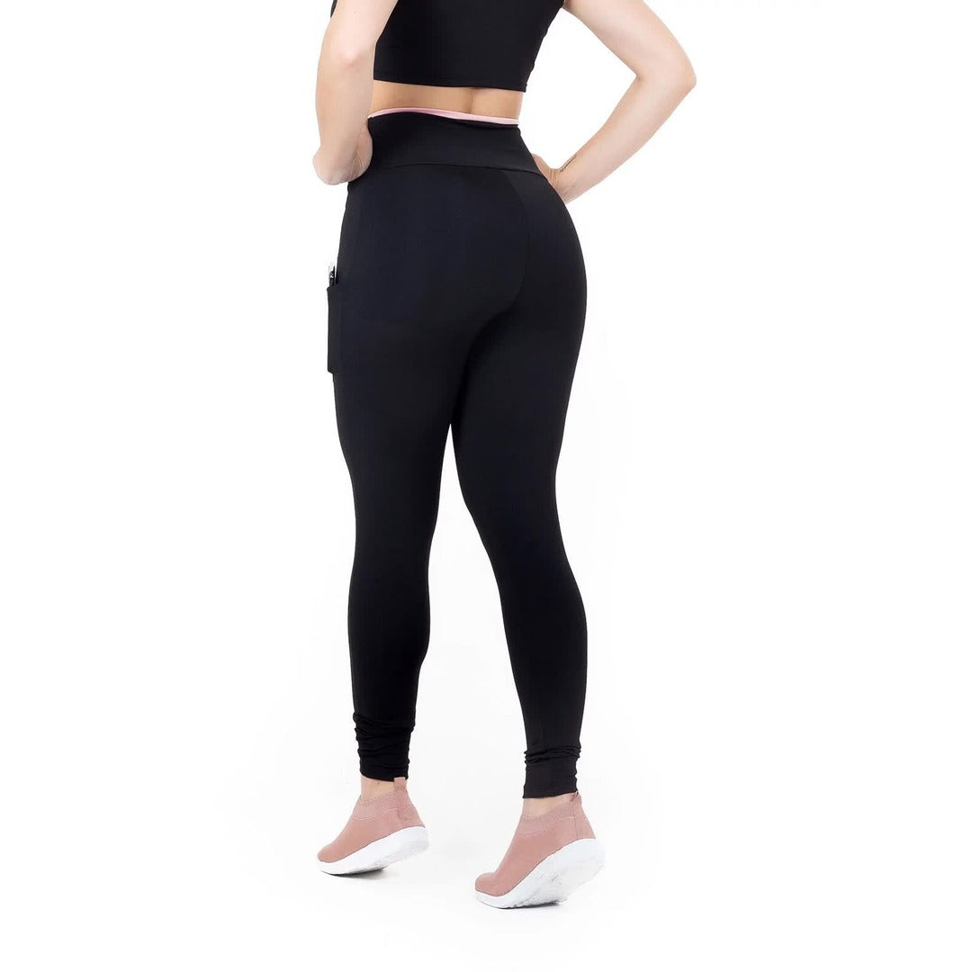 Calça com Detalhe Rosê Legging Fitness Preta | REF: LX100