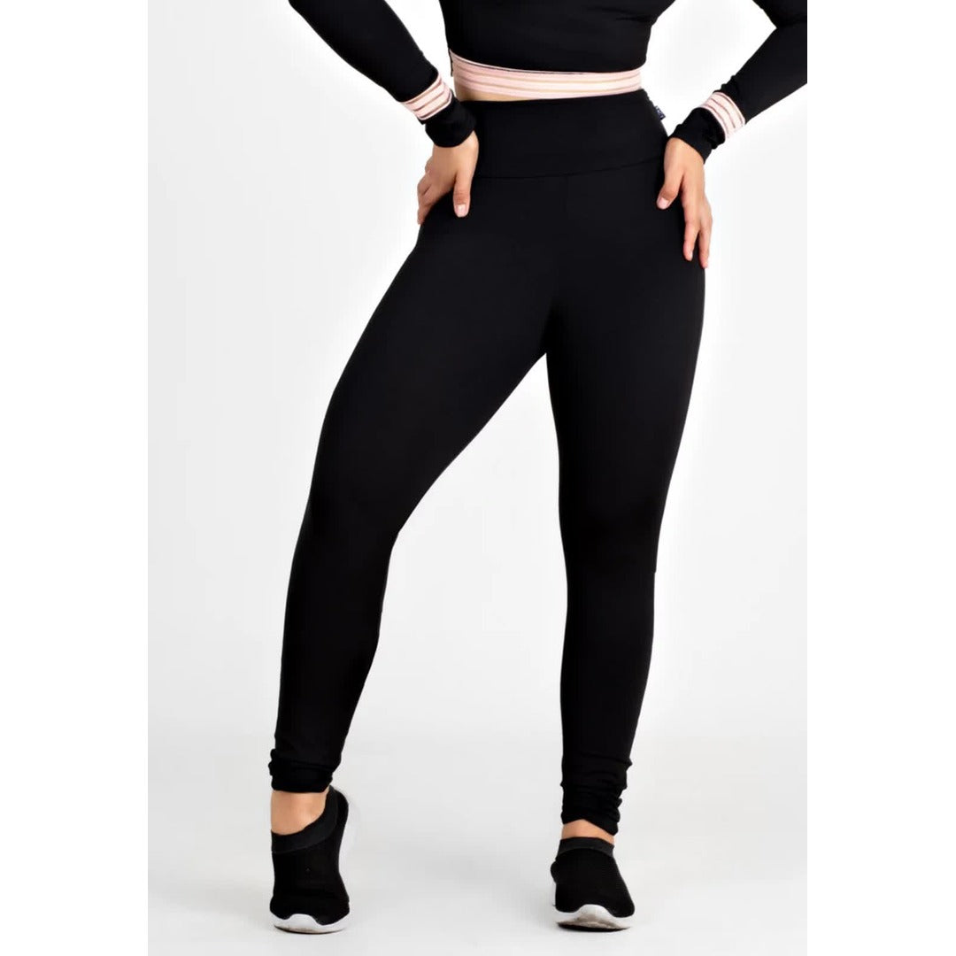 Calça Detalhe Rosê Legging Fitness Preto | REF: LX154