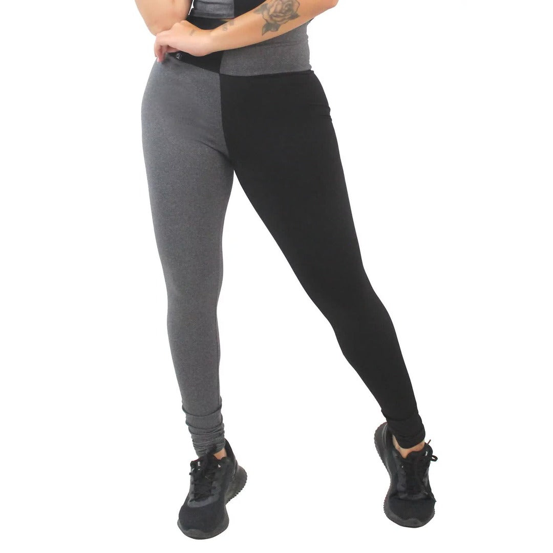 Calça Mescla com Preto Legging Fitness 2 Cores | REF: LX163