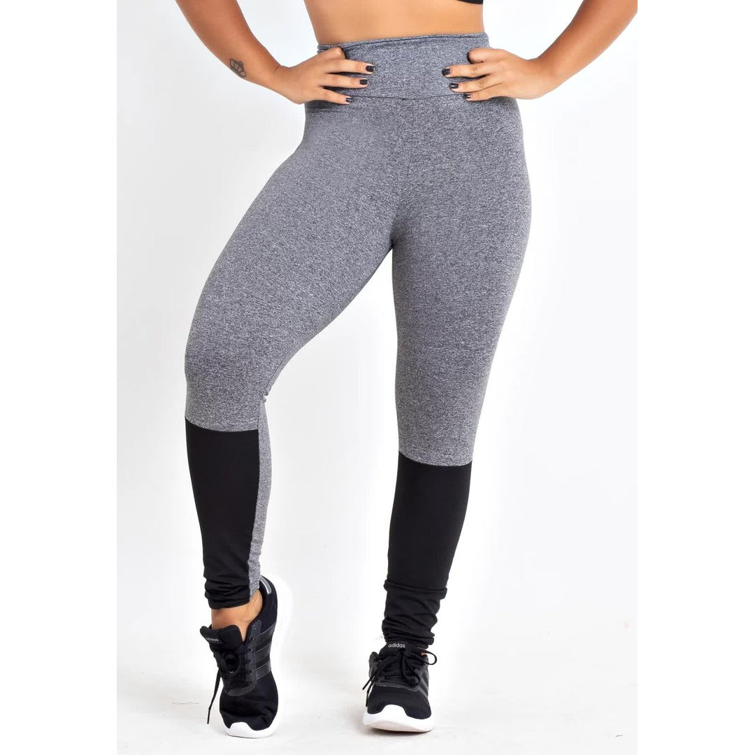 Calça com Detalhe Preto Legging Fitness Mescla | REF: LX165