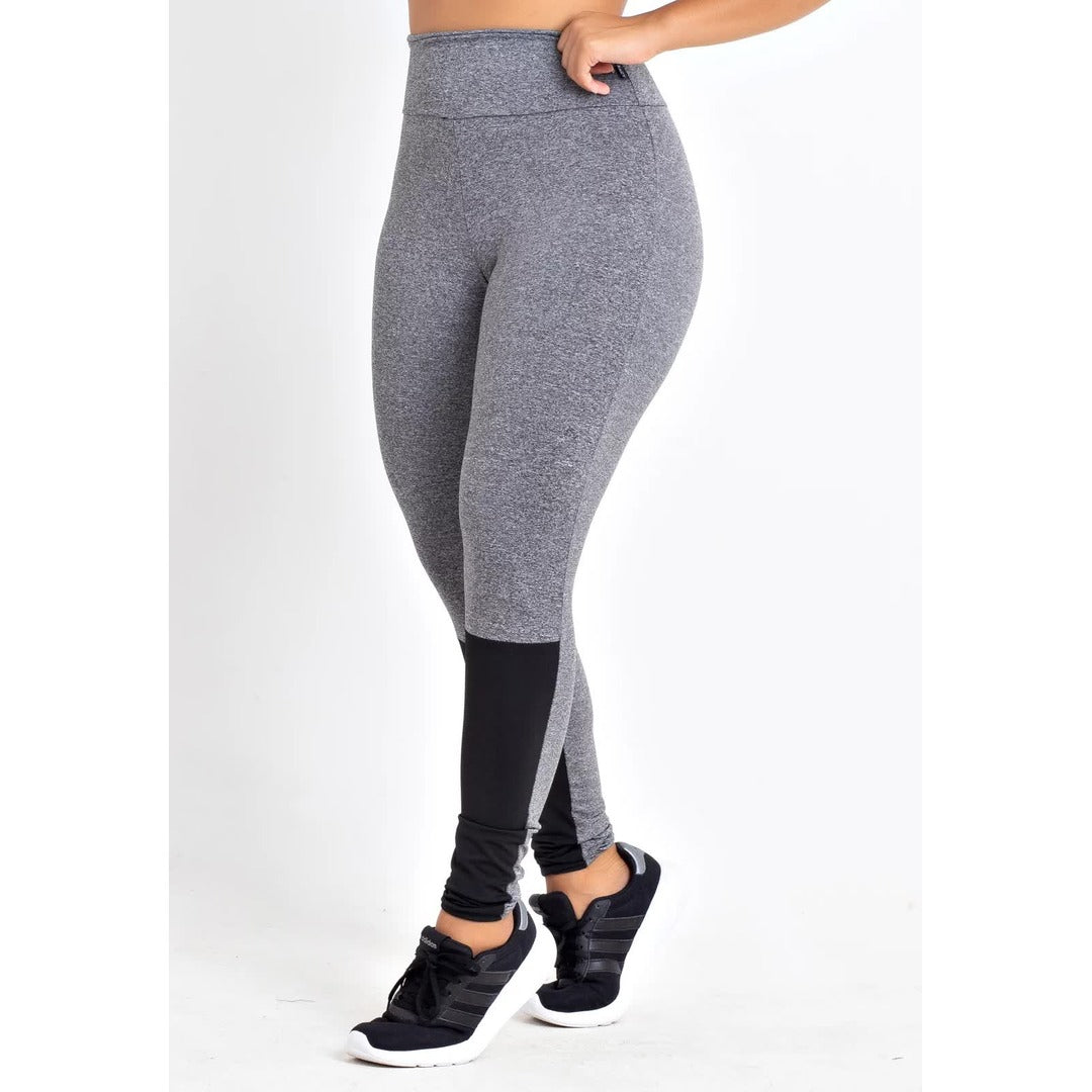 Calça com Detalhe Preto Legging Fitness Mescla | REF: LX165