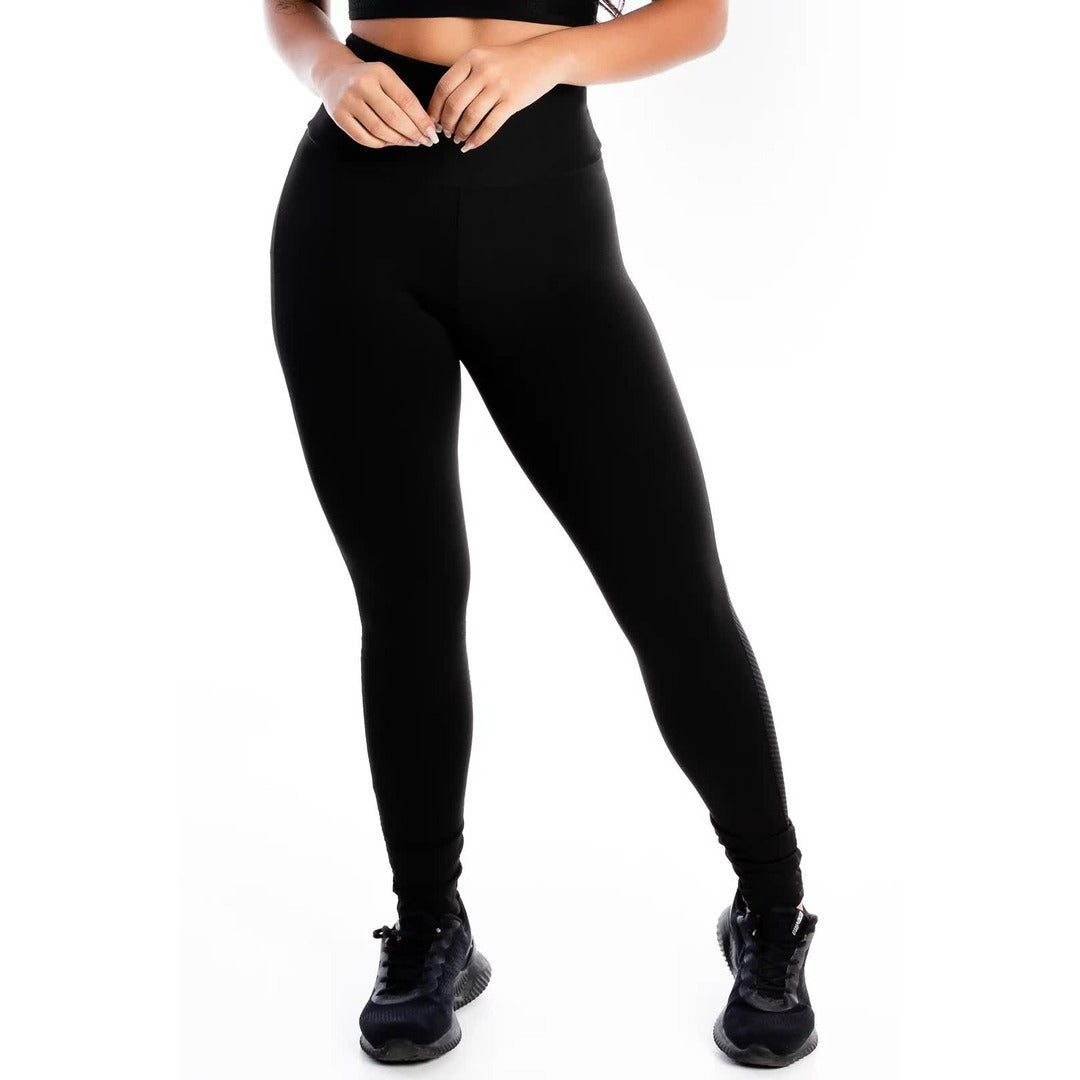 Calça Tela Perna Preto Legging Detalhe | REF: LX278