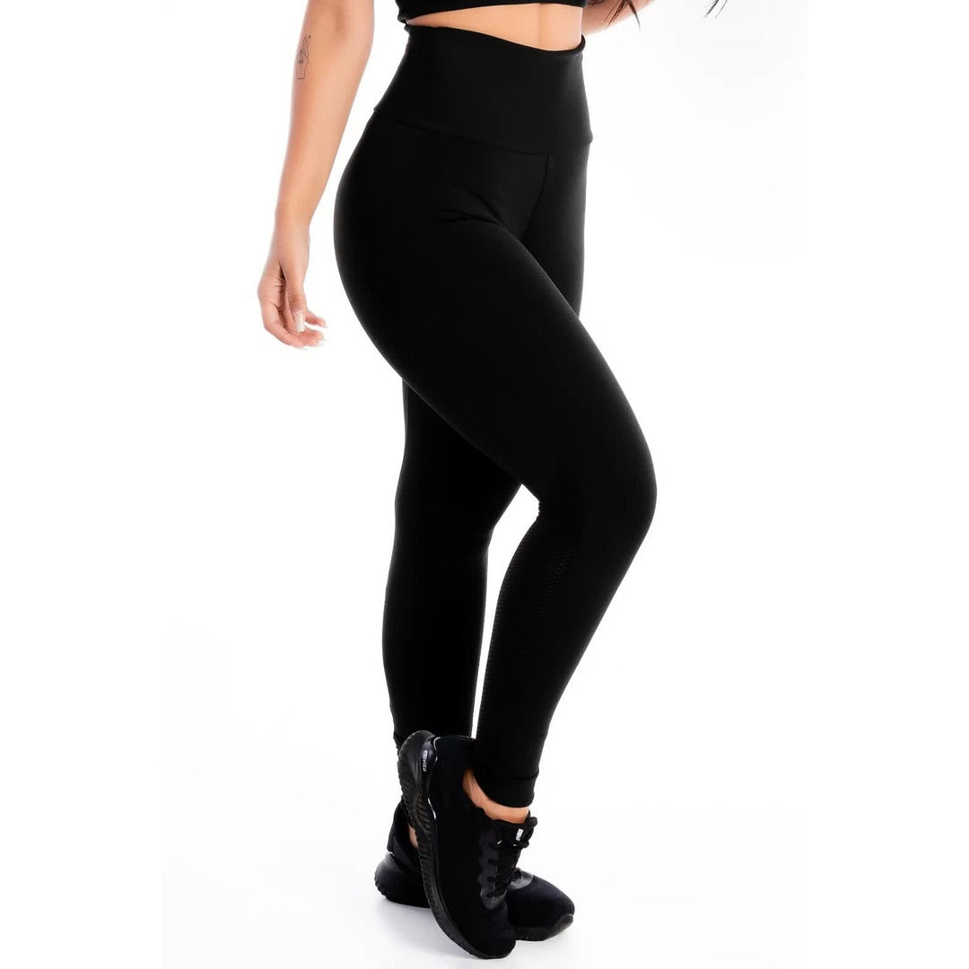 Calça Tela Perna Preto Legging Detalhe | REF: LX278