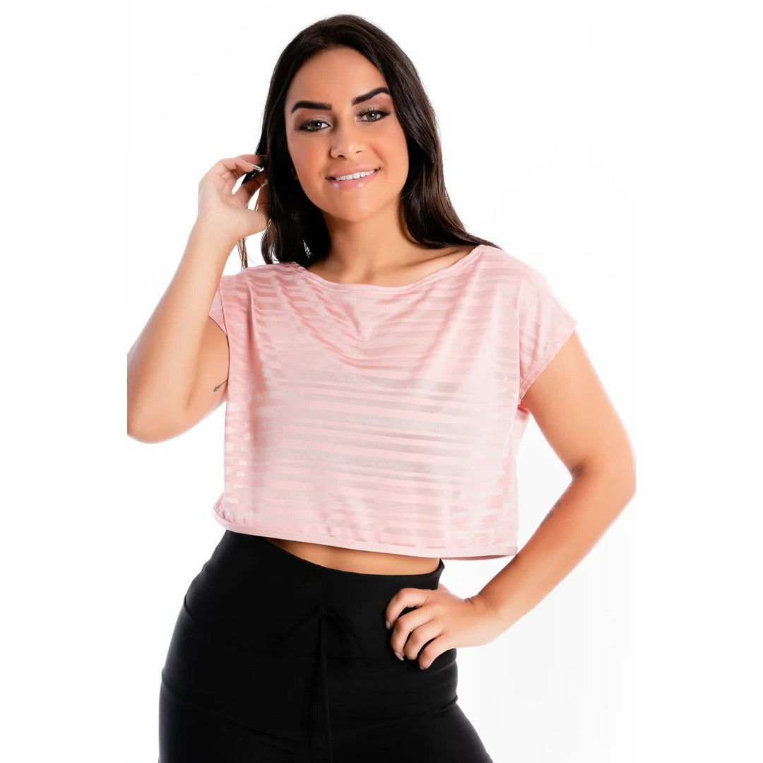 Blusa Feminina Rose Detalhe Listras | REF: LX296