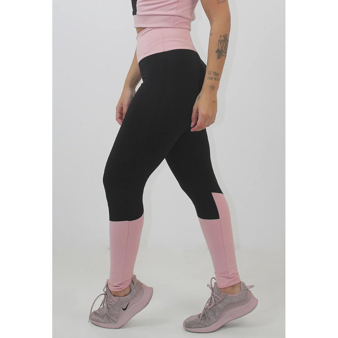 Calça Preto com Rosê Legging Fitness | REF: LX97