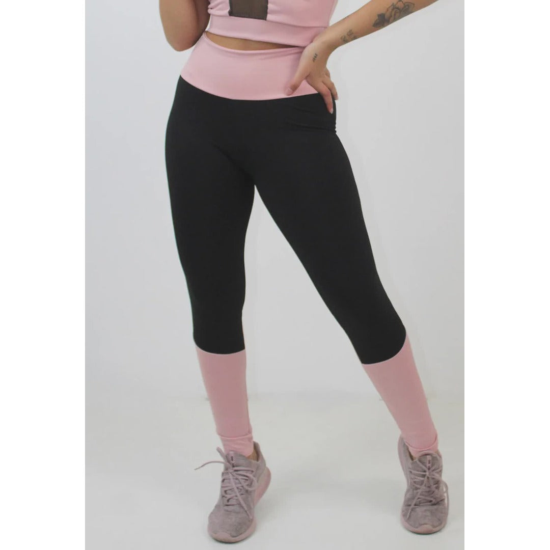 Calça Preto com Rosê Legging Fitness | REF: LX97