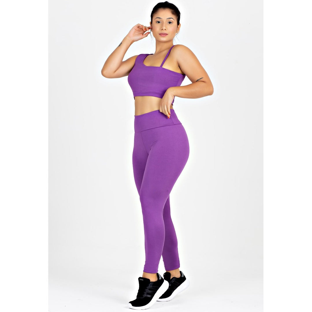 Conjunto Calça Legging  e Cropped Alcinha Detalhe Nas Costas Roxo Metamorfose | REF: MTF16