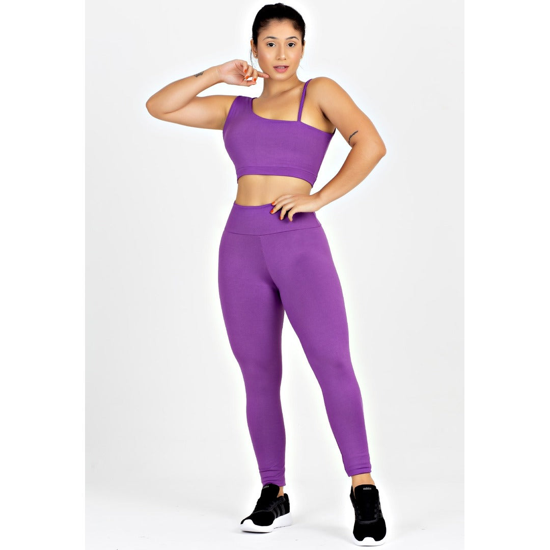 Conjunto Calça Legging  e Cropped Alcinha Detalhe Nas Costas Roxo Metamorfose | REF: MTF16