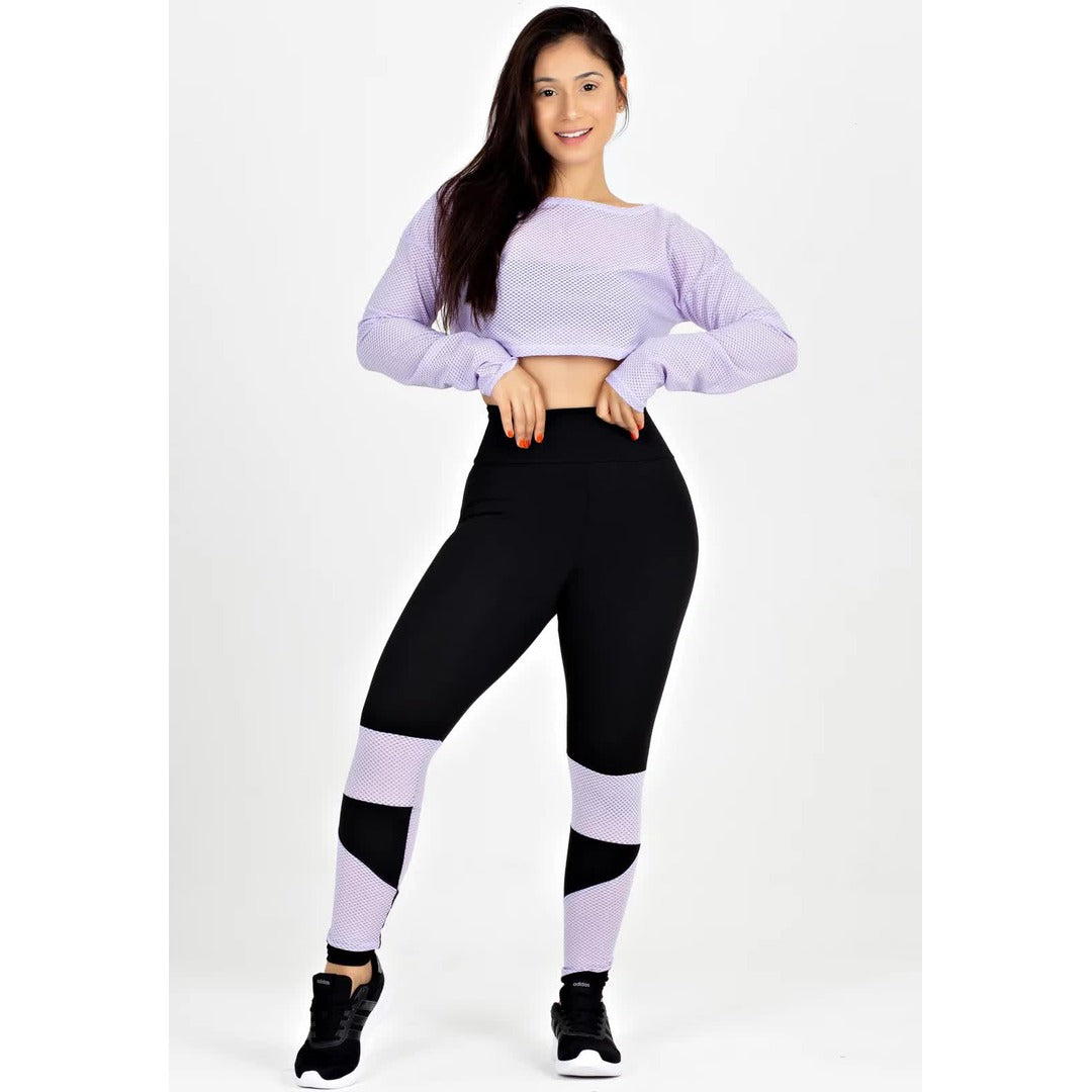 Calça com Detalhe Lilás Legging Metamorfose Preto | REF: MTF24