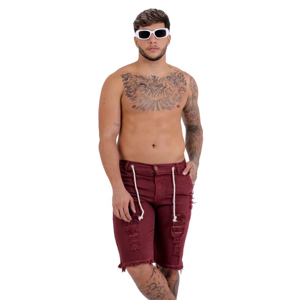 Bermuda Masculina Jeans Vinho: Charme Casual