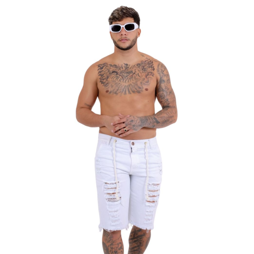 Bermuda Masculina Jeans Branco: Frescor do Denim