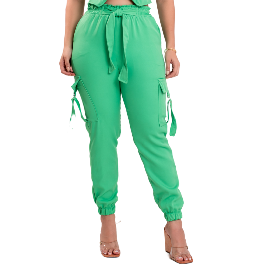 Conjunto Blusa C/botões e Calça de Alfaiataria Verde