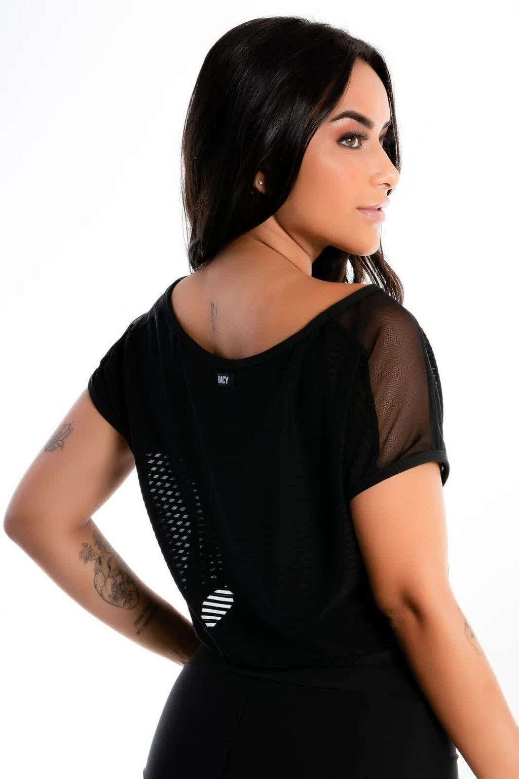 Blusinha Cropped Preto Tomara que Caia Transparente Com Cropped | REF: LX291