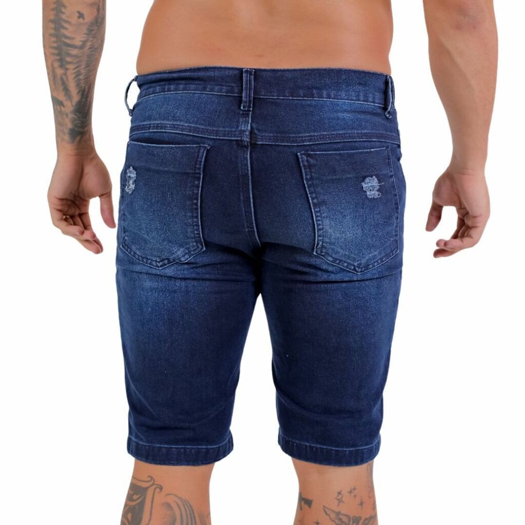 Bermuda Jeans Masculina Rasgada