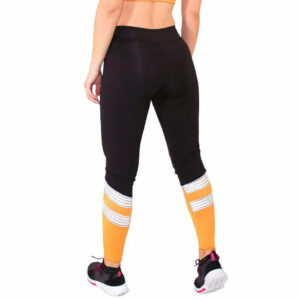 Calça Legging e detalhe amarelo Preto Com listras Branco | REF: LC32