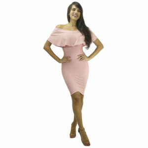 Vestido Ombro a Ombro com Babado Elegante Tubinho | REF: VK10