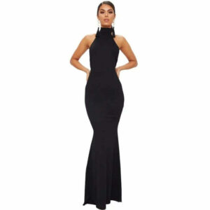 Vestido Longo Gola Alta Alcinha Social | REF: VRP1