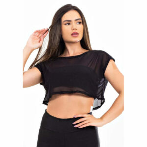 Blusa Transparente Preta Cropped Tela | REF: LX300