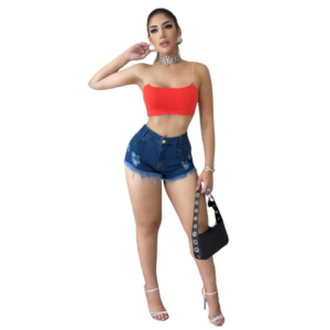 Short Feminino Jeans Curto Azul